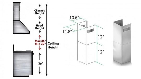 ZLINE 2 Piece Stainless Steel Wall Hood Extension-1