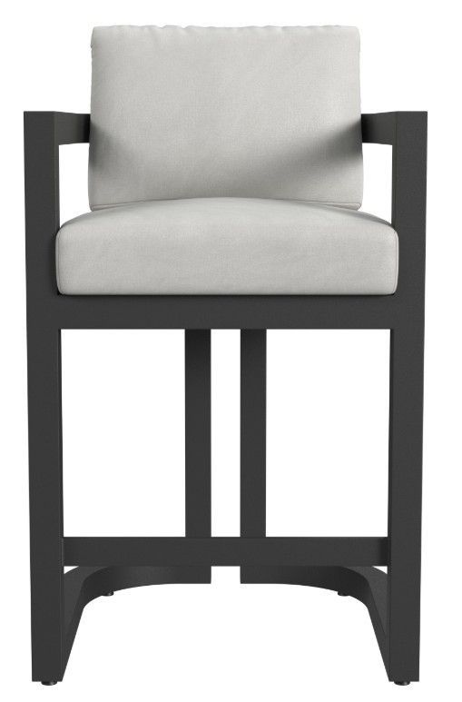 Sunset West Malibu Matte Coal Aluminum Outdoor Bar Stool with Cast Silver Cushion-1
