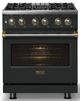 Viking® 5 Series 30" Antique Bronze Pro Style Dual Fuel (LP) Range with Brushed Brass Trim-4