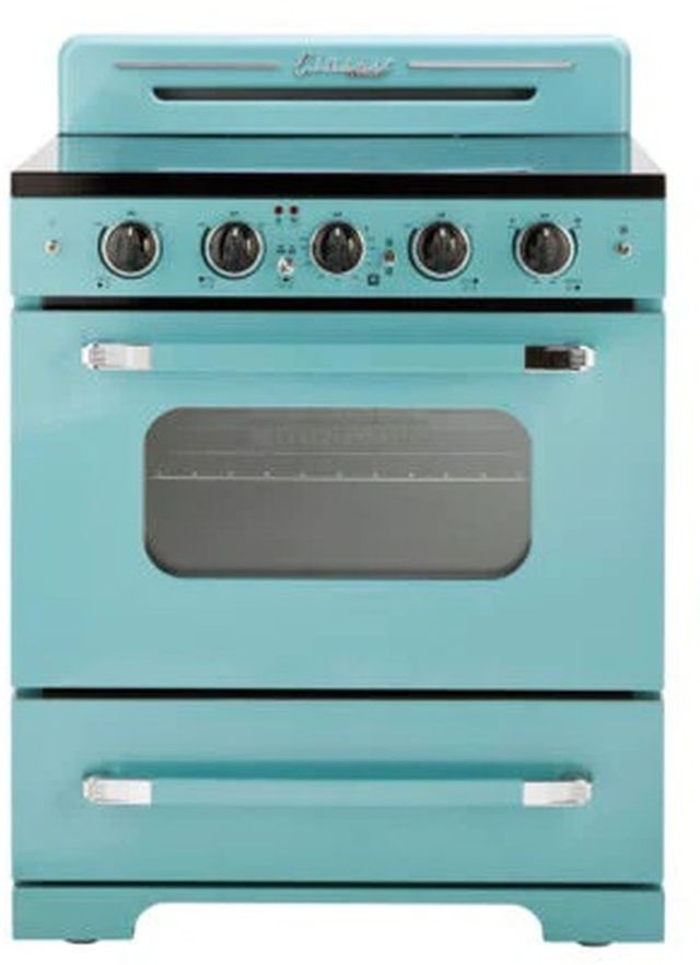 Unique® Appliances Classic Retro 30" Ocean Mist Turquoise Freestanding Electric Range-0