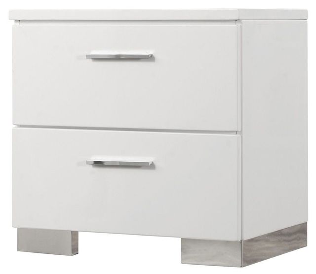 Coaster® Felicity 5-Piece Glossy White Queen Slat Bedroom Set-2