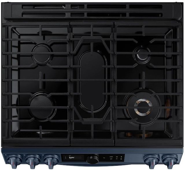 Samsung BESPOKE 30" Fingerprint Resistant Navy Steel Slide-In Gas Range-3