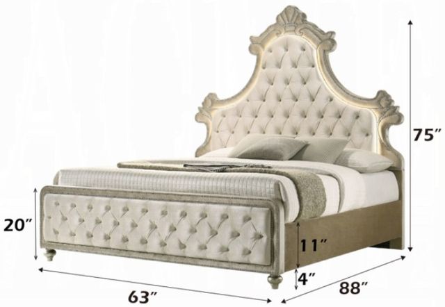 ACME Furniture Lucienne Beige Queen Panel Bed-2