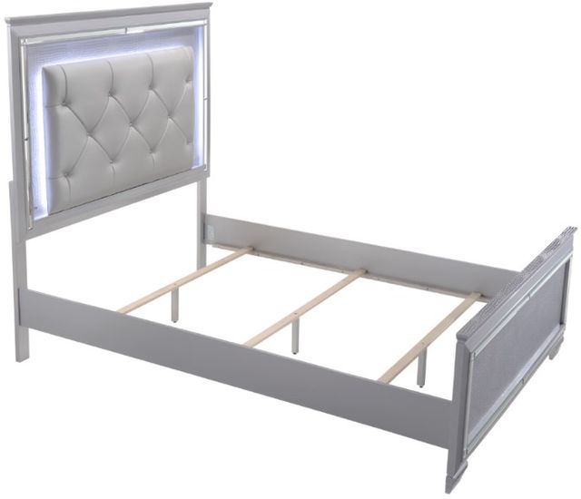 Crown Mark Lillian Gray Queen Upholstered Panel Bed-1