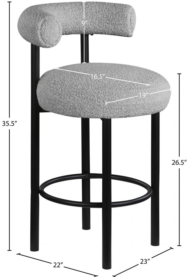 Meridian Furniture Bordeaux Gray Upholstered Bar Stool-2