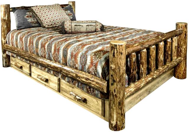 Montana Woodworks® Glacier Country Stain & Clear Lacquer Queen Bed with Storage-0