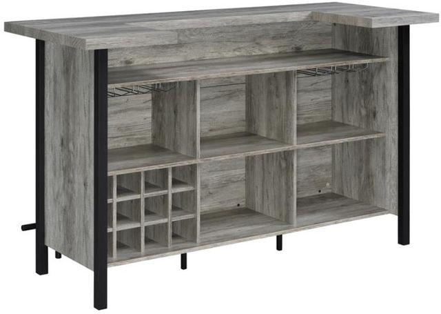 Coaster® Bellemore Grey Driftwood/Black Bar Unit with Footrest-1