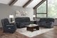 Corinthian Furniture Baker Blue Power Reclining Sofa with Drop Down Table-0