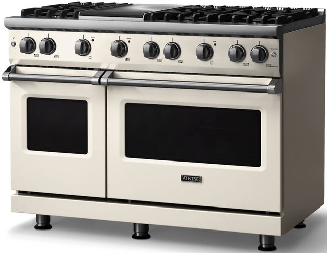 Viking® 5 Series 48" Pure White Pro Style Gas (NG) Range with Polished Chrome Trim-2