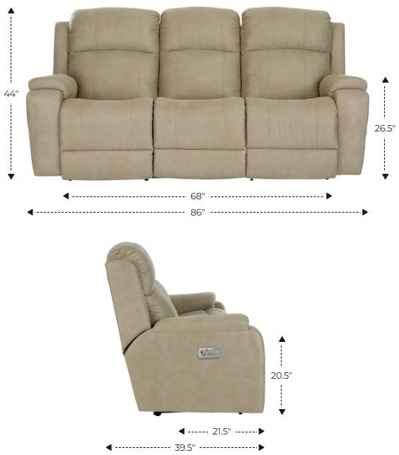 La-Z-Boy® Dorian Mocha Leather Power Reclining Sofa with Headrest-2