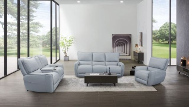 Furniture of America® Phineas Pale Blue Power Reclining Sofa-1