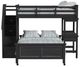 Elements International Hampton Kids Charcoal Youth Twin/Full Loft Bed with Staircase and Desk-2