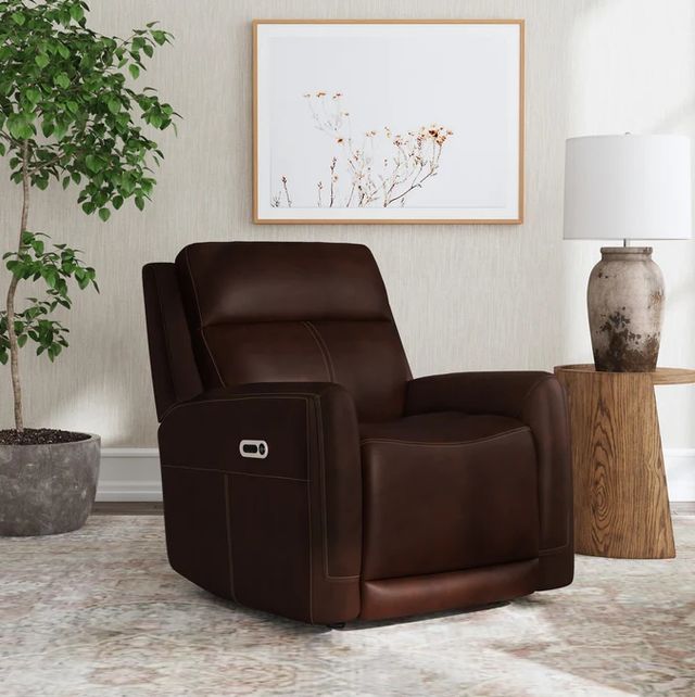Flexsteel® Alister Burnt Umber Power Gliding Recliner with Power Headrest and Lumbar-1