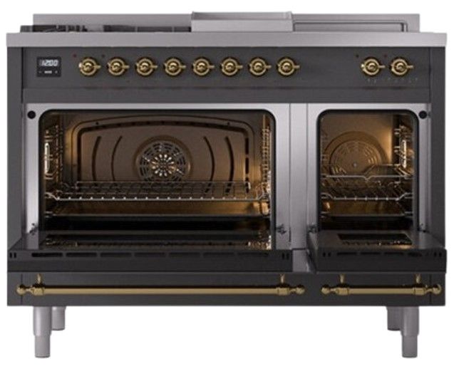 Ilve® Nostalgie II Series 48" Graphite Matte Pro Style Dual Fuel Range-1