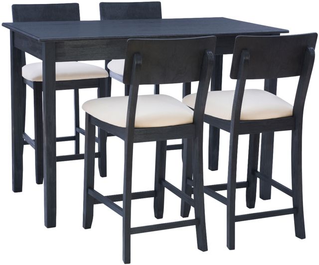Linon Jordan 5-Piece Dark Charcoal Dining Table Set-0