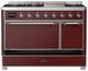 Ilve® Majestic III 48" Burgundy Pro Style Dual Fuel Natural Gas Range with Solid Door and Chrome Trim-2