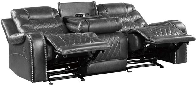 Homelegance® Putnam Gray Manual Double Reclining Sofa with Center Drop-Down Cup Holders-3