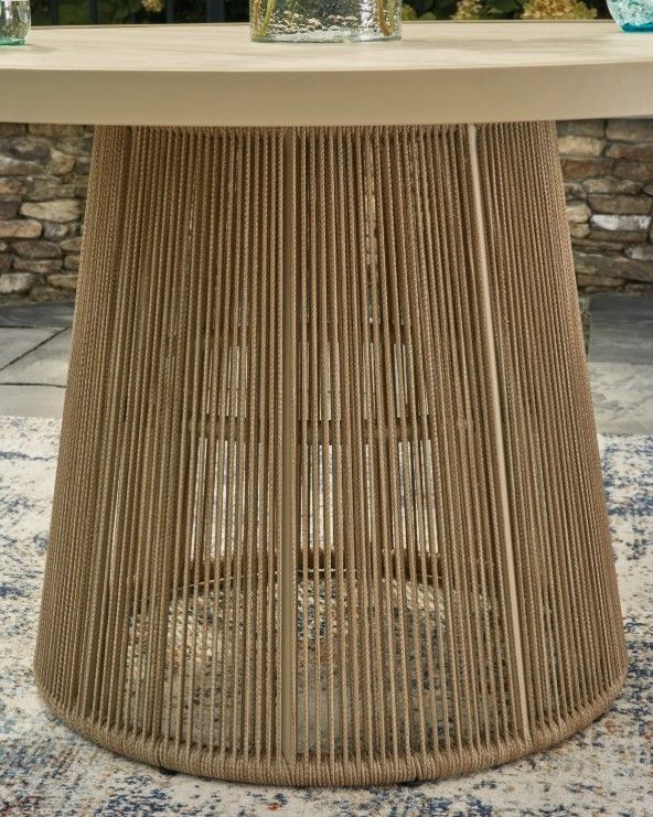 Signature Design by Ashley® Ocean Park Beige Aluminum Outdoor Dining Table-3