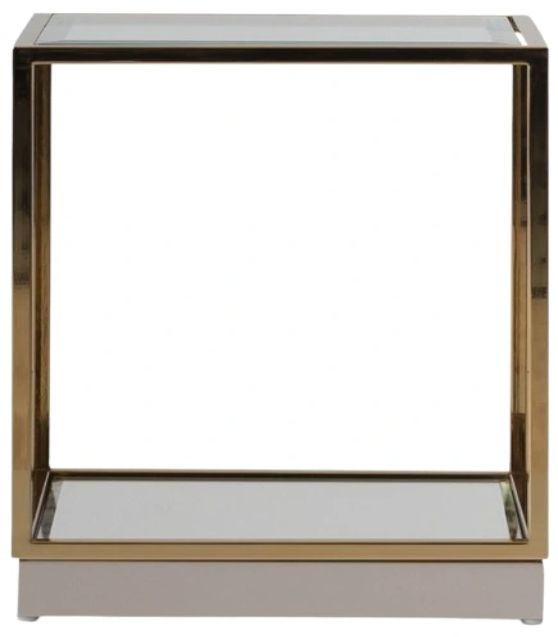 Michael Amini® Savannah Breeze Glass Top End Table with Bright Gold Base-2