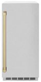 ZLINE Touchstone 15" 66 lb. Stainless Steel Gourmet Ice Maker with Drain Pump and Satin Stainless Steel Door with Champagne Bronze Handle-0