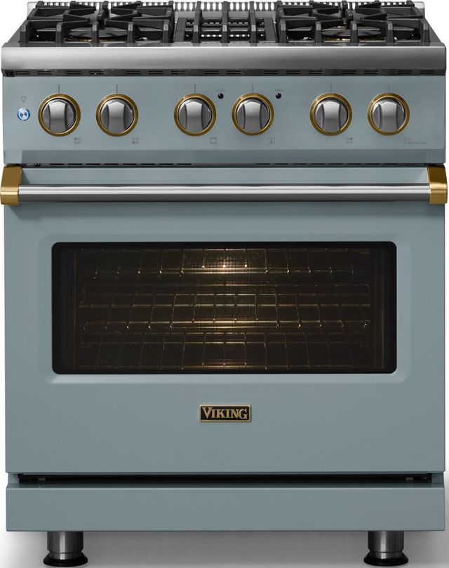 Viking® 5 Series 30" November Sky Pro Style Dual Fuel (LP) Range with Polished Chrome Trim-2