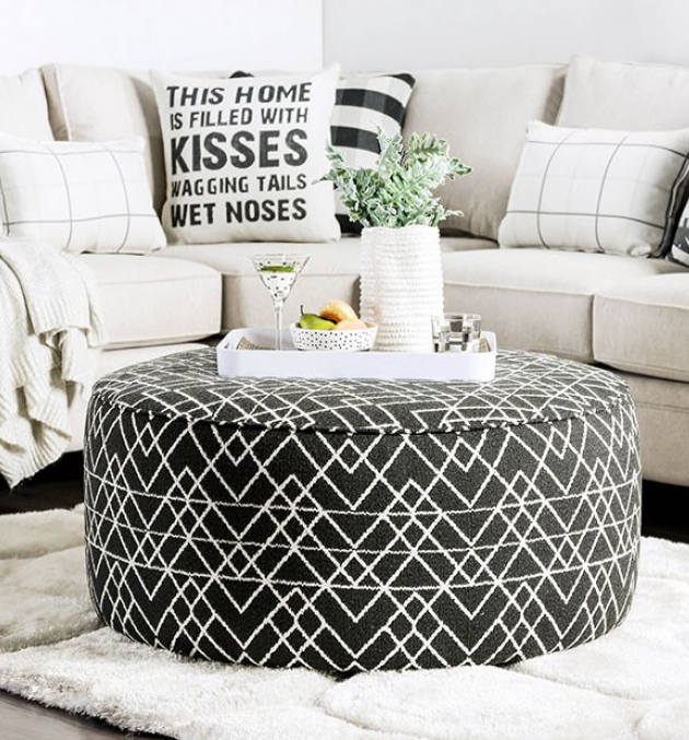 Round ottoman black sales