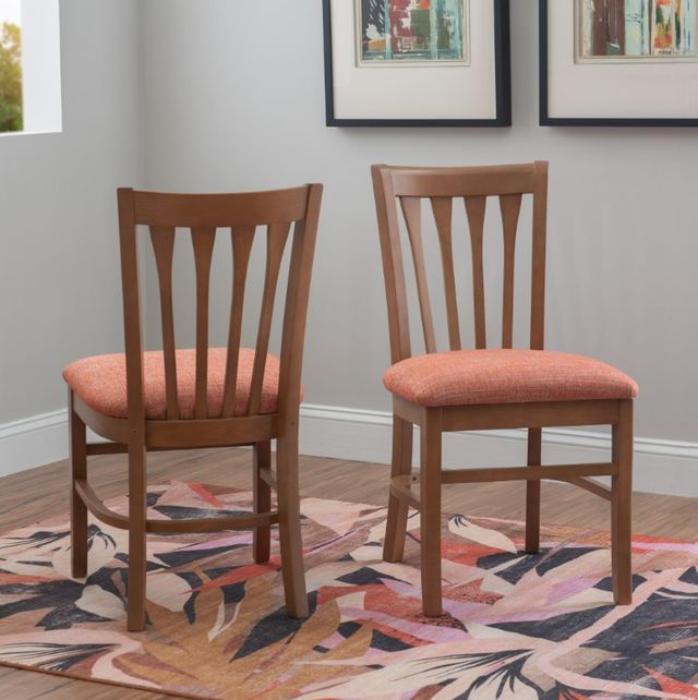 Linon Shelly 2-Piece Brown/Red Upholstered Dining Chair-1