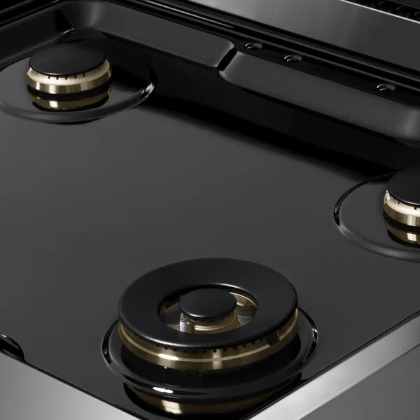 ZLINE Marino 36" Black Stainless Steel Pro Style Gas Range with 6-Burner and Polished Gold Accents-4