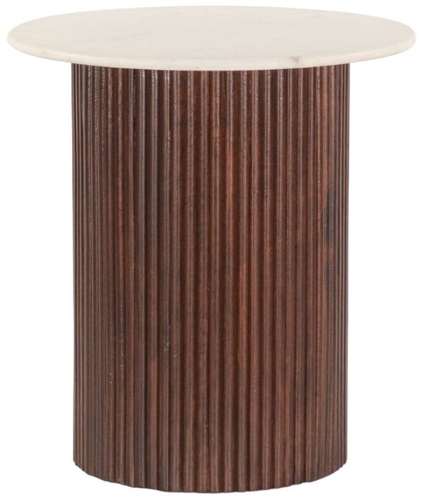 Home Trends & Design Amalfi White End Table with Vintage Brown Base-0