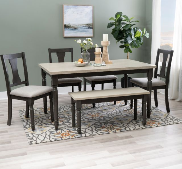 Powell® Willow 6-Piece Smokey White/Dark Gray Dining Set-1