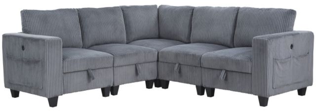 Homelegance® Walterboro 5-Piece Dark Gray L-Shape Sectional with Storage-0