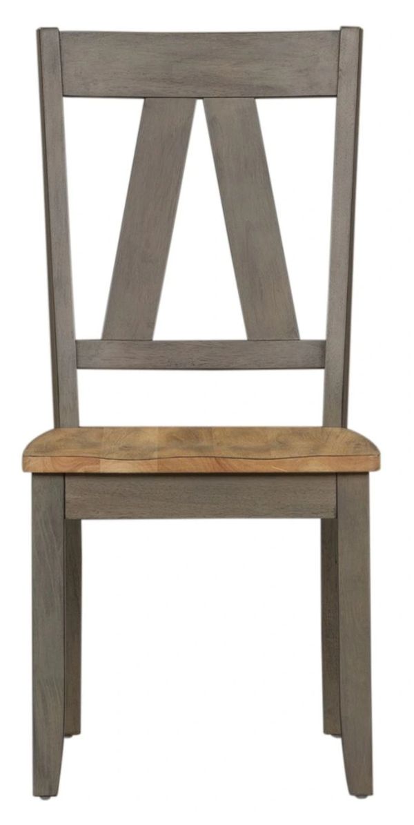 Clearance Liberty Furniture Lindsey Farm Gray/Sandstone Splat Back Side Chair-2