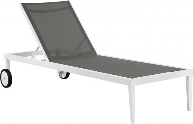 Meridian Furniture Nizuc Grey/White Outdoor Patio Adjustable Sun Chaise Lounge Chair-0