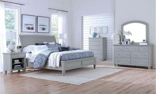 aspenhome® Cambridge Light Gray Paint Queen Sleigh Bed-1