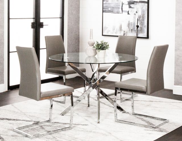 Cramco Bravo Glass Top Round Dining Table with Chrome Base-1