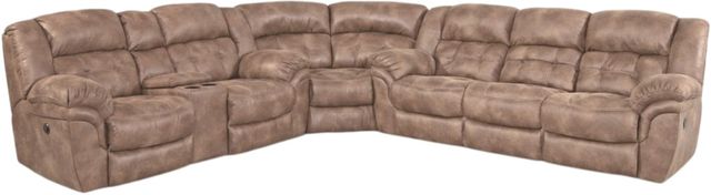 HomeStretch Frontier 3-Piece Almond Manual Reclining Sectional-0