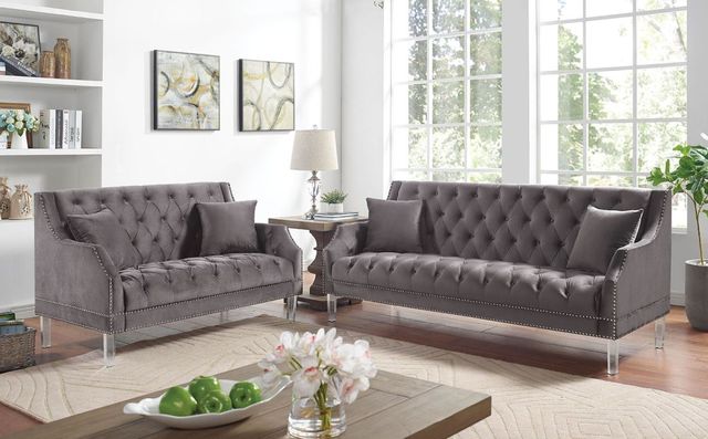 Furniture of America® Franceschi 2-Piece Gray Sofa Set-0