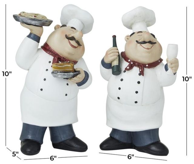 Deco Marche 2-Piece White Chef Sculpture Set-2