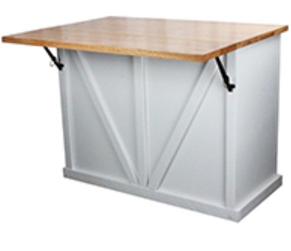 American Heartland Manufacturing Rustic Shutter Door Kitchen Island with Flip-Up Top-3