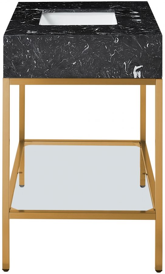 Meridian Furniture Marmo Black/Brushed Brass 36" Bathroom Vanity-4