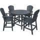 Outdoor 5 Piece Dining Set - 40" Round Counter Height Table with 4 Chairs - Slate Grey-1
