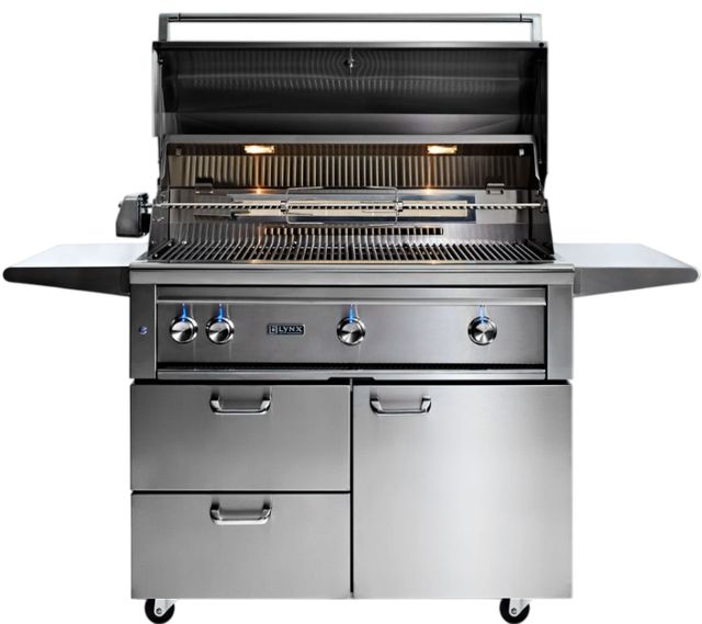 LYNX® Professional 3-Burner Stainless Steel Freestanding Liquid Propane Grill with 1 Trident Infrared Burner, 2 Ceramic Burners and Rotisserie-2