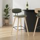 Armen Living Fox 2-Piece Oak/Vintage Green Barstool Set-1