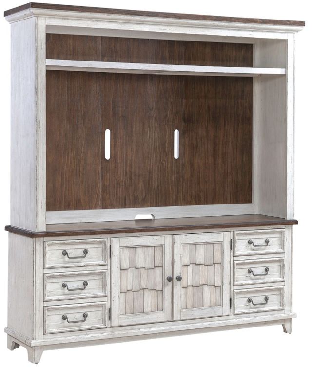 Liberty Furniture River Place Riverstone White/Tobacco Entertainment Center with Piers-2