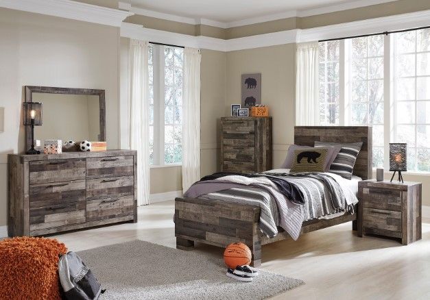 Benchcraft® Derekson 3-Piece Multi Gray Twin Panel Bed Set-5