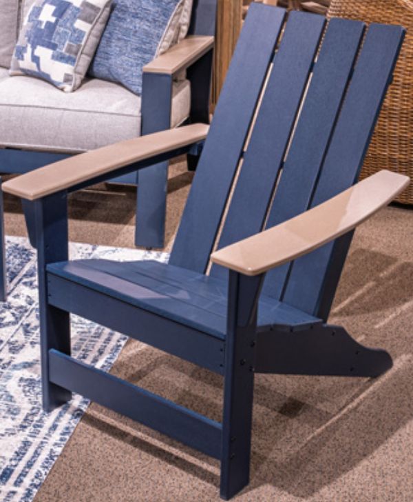 Signature Design by Ashley® East Beach Driftwood/Navy Blue Outdoor Adirondack Chair-3