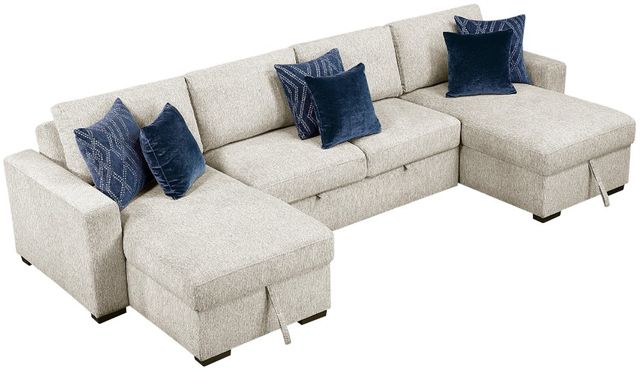 Homelegance® Isla 3-Piece Beige U-Shape Sectional with Pull-Out Bed and Reversible Chaises-0