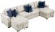 Homelegance® Isla 3-Piece Beige U-Shape Sectional with Pull-Out Bed and Reversible Chaises-0