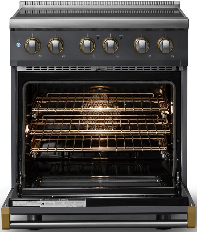 Viking® 5 Series 30" Cast Black Pro Style Induction Range with Brushed Brass Trim-1