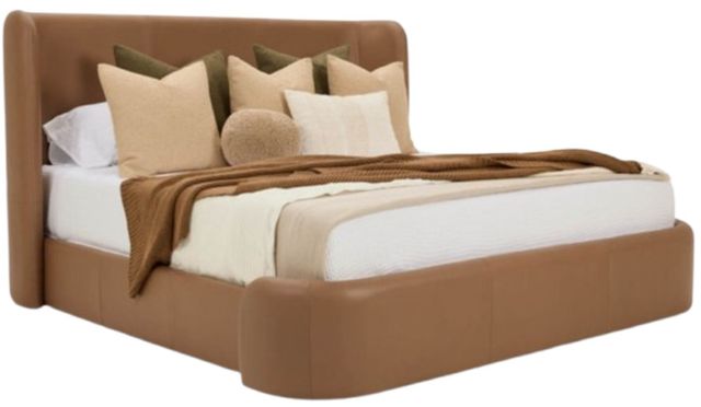 American Leather® Customizable Brinley Leather King Upholstered Panel Bed-0